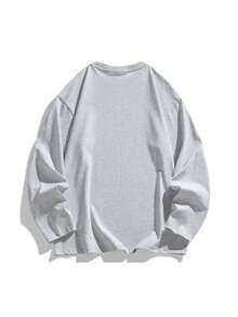 Matching Outfits For Couples, Unisex Long Sleeve T-Shirts With Front And Back Prints, Casual Streetwear And College Style, Suitable For Young And Mature, Spring, Summer, Autumn, Gifts For Boyfriend, Girlfriend, Husband, Wife, Anniversary - Light Grey - View 4