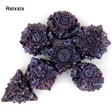 Asixsix 7 Pcs Purple Black Lotus Flower Metal Dice Solid Metal Polyhedral Dice Set Suitable For Role-Playing RPG Board Game Card Game - Apricot - View 3