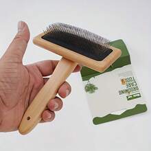宠物梳毛刷，狗狗去毛刷，木质针梳（适用于狗狗和猫咪） - 彩色 - 查看 2