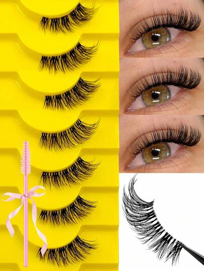 Asiteo 10对半截假睫毛，柔软自然的猫眼假睫毛，透明睫毛梗设计，打造自然短款妆效，自然眼尾嫁接睫毛，适合任何场合，初学者适用，开斋节特惠