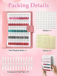 96/144 Colors Magnetic Nail Art Display Book, Detachable Color Cards, High-End Transparent PU Color Card Display Book - 彩色 - 查看 21