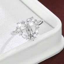 1pc Classic Virgin Mary Portrait Design Cubic Zirconia Inlaid Women Fashion Ring - Multicolor - View 4