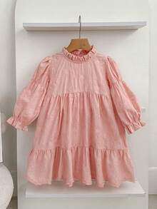 韩版女童甜美刺绣连衣裙，浅粉色长袖公主裙，春秋季童装 - 粉色 - 查看 13