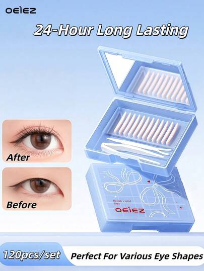 OEIEZ 120pcs Upgraded Invisible Double Eyelid Tapes, Ultra-Thin Breathable Long-Lasting Double Eyelid Stickers Suitable For People With Monolids, Droopy Eyes, Asymmetric Eyes