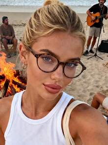 1 Pair Unisex Leopard Print Oval Frame Clear Lens Glasses, Campus Style Face-Flattering Glasses Suitable For Daily Life, Office, TV Watching, Gaming, Mobile Phone Decoration - Tofu Pudding - View 5