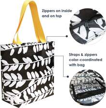 Euuztu Wrapables Carryall Shopping Travel Tote Bag With Durable Ripstop Polyester - Foldable, Waterproof, And OEKO-TEX Certified, Large, Foliage - Lớn, tối màu, kiểu cổ điển - Xem 3