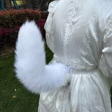Handcrafted Faux Fur Fox Tail For Cosplay - Flexible Iron Wire-Core, Party & Event Costume Accessory Without Electricity Required - 白色的. - 查看 2