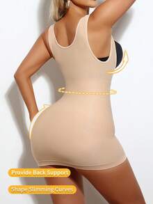 Shapewear kompressionslinne för kvinnor, byststödskroppsformare, högkompressionsväst för att smalna och lyfta - Aprikos - Visa 3