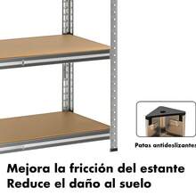 Étagère de rangement en métal Klack - Acier galvanisé avec 5 tablettes en MDF 150 x 70 x 30 cm - Livraison depuis l'Espagne! - Argent - Voir 5
