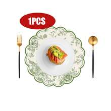 Bộ 1 tấm lót bàn tròn bằng vải lanh màu xanh lá cây, họa tiết hoa và bướm, đường kính 38cm, trang trí bàn ăn theo mùa, trang trí nhà cửa mùa xuân, thích hợp cho tiệc tùng, họp mặt gia đình. - Nhiều màu - Xem 12