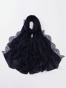 1pc Soft & Breathable Lace Hijab Scarf, Comfortable Viscose Material, Suitable For Muslim Women Everyday Wear - Lace Headscarf - View 19