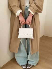 Casual Fashion Flap Handbag, Simple Tote Bag, Minimalist Women's Versatile Crossbody Bag, Elegant Purse, Spring 2026 - White - View 3
