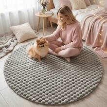 1pc Luxury Bubble Textured Round Plush Carpet, High Density Non-Slip Round Rug, Suitable For Master Bedroom, Living Room, Patio, Balcony, Entryway, Study, Pet-Friendly Mat Designed For Cat/Dog Play Area, Modern Design Creates Ambiance, Machine Washable - Grey - View 10