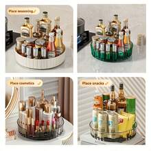 360 Degree Rotating Spice Rack & Makeup Organizer, Multi-Functional Storage Tray, Durable Plastic Kitchen Utensil Holder, Essential Home Storage Tool, Ideal For Dorm And Apartment, Unscented - Multicolor - View 6