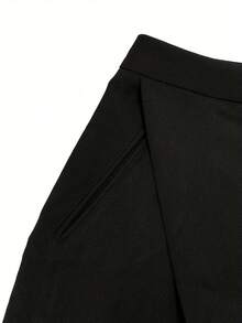 Solid Color Loose Casual Drawstring Pants, Fashionable Side Pockets Design Trousers, Women Black - Black - View 5