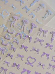 1个5D精致蝴蝶结美甲贴纸 日式马卡龙小丝带可爱DIY美甲贴纸 - 彩色 - 查看 1