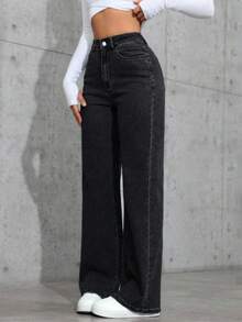 Teens' Fashionable Straight Fit Light Wash Jeans - Dark Grey - View 3