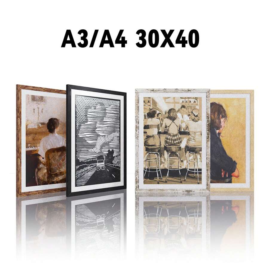 A3/A4/30x40厘米复古相框 | 可挂墙或摆放在桌面 | 家居装饰艺术海报相框，黑色/白色/棕色/木色可选 - 彩色 - 查看 1