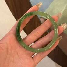 1pc Green Jade-Like Bangle, Sweet & Versatile Bracelet Suitable For Women, Below 75kg, Couples & Moms As Gifts - 綠色 - 查看 2