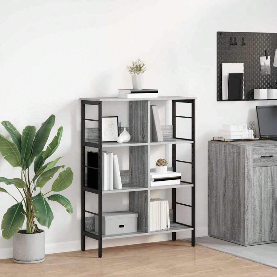 vidaXL Bücherregal Graues Sonoma 82 x 32 x 112 cm Holzwerkstoff - Grau - Übersicht 1