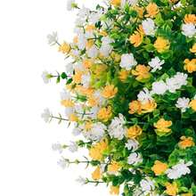 2 Pack Artificial Boxwood Topiary Ball Tree With Spike,15.75\ Outdoor UV Resistant Fake Plants Shrubs Bushes,Faux Flower EverGre1en For Pot Fillers Planter Porch Yard Outside Spring Decoration - Trắng Vàng - Xem 6