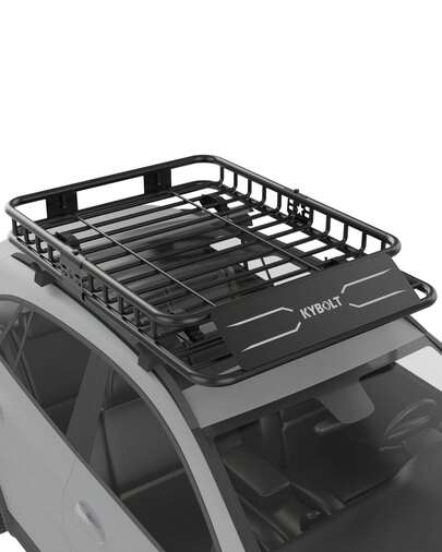 Techigher Roof Rack Cargo Basket, 117*92*12cm Rooftop Cargo Carrier, Heavy-Duty Steel Universal Car Top Luggage Holder With Extension, Luggage Holder For SUV, Truck, Vehicle, 90kg Capacity