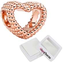 Charm separador corazon S925, MXXTZ-001, 1Pza, Plata S925 Chapa, Separador, Fijo, Corazón, Oro Rosa, Caja Blanca 4x4cm. - Oro rosa - Ver 3