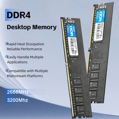 EAGET DDR4 台式机内存 16GB/8GB，高性能 3000MHz/2666MHz 可选，台式机 UDIMM 288 针内存，适用于 AMD Ryzen 内存升级（不支持 XMP）