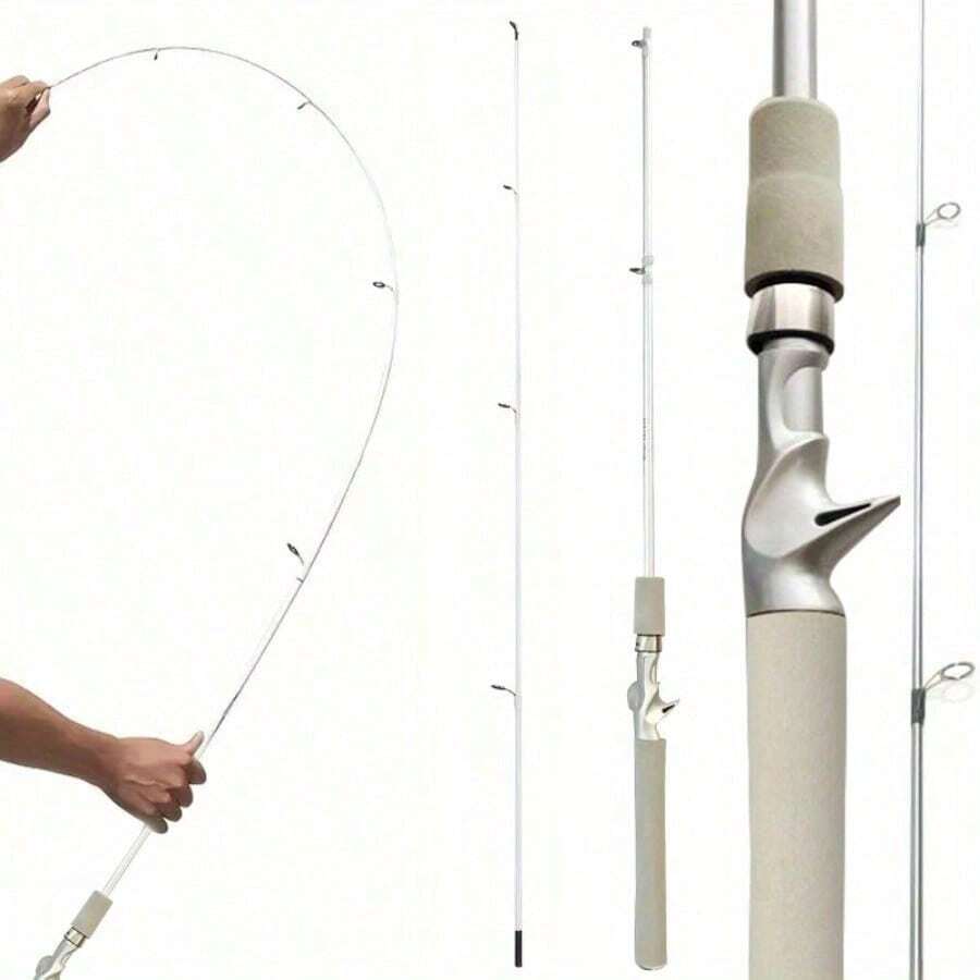 White Fishing Rod - High-Quality Carbon Fiber Wrap - 180cm/70.86inch - EVA One-Piece Grip - Suitable For Both Fresh And Salt Water - White - View 1
