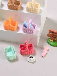 迷你复活节篮子家居装饰，艺术迷你篮子收藏品，树脂装饰配件，窗饰雕塑，适用于复活节、生日、复活节礼物、复活节彩蛋寻宝派对、复活节装饰、复活节彩蛋装饰、复活节派对礼品、篮子填充物和装饰、农场和其他场合 - 彩色 - 查看 6