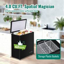 WANAI 4.0 Cubic Feet Capacity Refrigerator, Equipped With Temperature Display Function, Compact Mini Freezer With 2 Detachable Baskets, Suitable For Any Location, Black - US B Type Plug(110-127V) - View 2