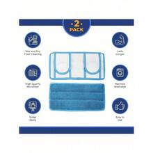 Reusable Microfiber Mop Pads | Durable Machine Washable Refills | Flat Mop Pads For Efficient Floor Cleaning | 2 /4Pack - Blue - View 7