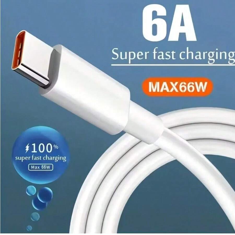 6A USB Cable Fast Charging 120W Max USB Type C Cable For SamsungS25S24S23xiaomi HUA WEI P30 Pro Fast Charging Mobile Apple17 16ProMax Charging Wire White Cable - Multicolor - View 1