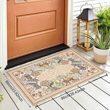 Washable Zebra Pattern Gray-Brown Doormat, Kitchen Rug, Bathroom Mat, Area Decorative Carpet, Washable Small Rug, Suitable For Entryway, Jungle Adventure Forest Animal Print Indoor Carpet, Non-Slip Retro Style, Applicable For Kitchen, Entryway, Bathroom, Bedroom - Woodland Animals - View 14