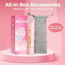 Cortadora de bikini mejorada 2025 para afeitadora de doble cabeza con pantalla LCD recortadora de pelo de cerámica IPX7 impermeable para ducha en húmedo y seco bolsa de regalo-035 - Rosa - Ver 7