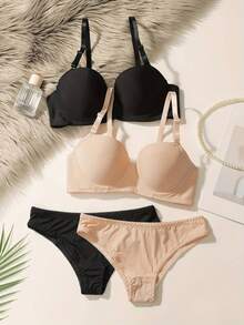 2 Sets Women's Small Bust Underwear, Designed With Lift And Anti-Sagging Function, With Side Support. - Multicolor - View 6