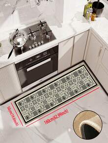 3.5mm Thick Soft Rubber Linen Kitchen Mat, Moroccan Tile Style Absorbent Kitchen Rug, Edged Carpet To Prevent Peeling, Water-Absorbing And Easy To Clean Mat, Linen Surface With Sponge Middle And Rubber Bottom, Suitable For Kitchen, Bathroom, Laundry Room, Hallway, Living Room And Other Occasions - Multicolor - View 13