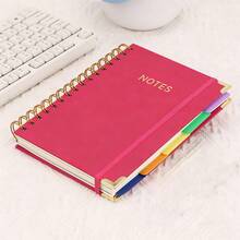 A5 Spiral Notebook - 300 Pages Hard Cover PU Notebook, 100GSM Thick Paper, Retro Style, Horizontal Lines, Faux Leather Cover, Suitable For Work, School And College Planning, Notebook And Diary With Removable Dividers And Tabs, 5 Subjects, College Ruled, College Notebook, Student Planner - Multicolor - View 18