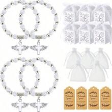 40 Pieces/Set Of Baptismal Gift Set, Including 10 Angel Cross Rose Bracelets, 10 Baptismal Gift Boxes With Ribbons, 10 Thank-You Labels, And 10 Transparent Stiff Gauze Bags For Baby Showers - Multicolor - View 1