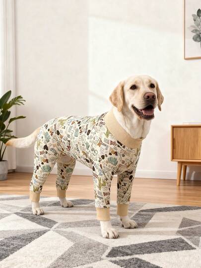 Soft & Comfortable Elastic All-Over Print Large Dog Pajamas/Dog Clothes