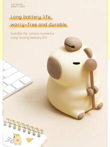 Touch Sensor Color Changing Night Light, Rechargeable Timed Silicone Hippo Animal Lamp, 7 Color Dimmable, Suitable For Bedroom, Holiday Gift - 卡皮巴拉木魚 - 查看 2