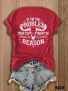 Camiseta divertida de matemáticas "Si soy el problema" - Estampado doble faz en algodón | Suave y cómoda | Idea de regalo para matemáticos, parejas, él y ella - Rojo - Ver 3