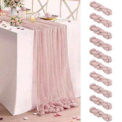10er Pack rosa bohemischer Tischläufer, Käsetuch Tischläufer, schimmernder rustikaler Tischläufer, vintage langer Tischtuch für Weihnachten, Neujahr, Hochzeit, Brautparty, Geburtstag, Feiertage, Tisch Mittelstück für Zuhause