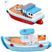 4pcs Mediterranean Style Mini Resin Fishing Boat Models, Colorful Dollhouse Boat Accessories, Miniature Landscape And Beach Scene Decoration, Collectible Sailboat Mini Models - Multicolor - View 9