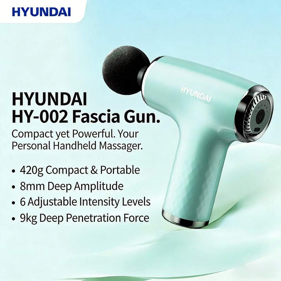 HYUNDAI 筋膜槍 HY-002 攜帶式肌肉按摩槍 適用於全身按摩 6檔調整 1200mAh 4款按摩頭 適用於肩頸、頸椎、腰部、背部等部位的敲擊按摩 男女皆宜的禮品 - 綠色 - 查看 1