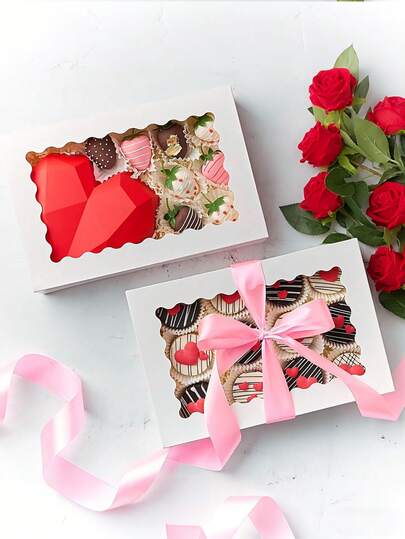 10/5 pièces/1 pièce Boîte à pain avec fenêtre, 12 x 8 x 2,5 pouces, grande boîte à biscuits blanche, boîte à bonbons à ouverture automatique, convient pour la tarte, le gâteau, le muffin, le beignet et la pâtisserie, la fête, les vacances, le mariage, l'anniversaire