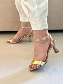 Gisele Sandal With Leaf-Shaped Toe And Cup Heel. - Dorado - Ver 5