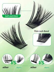 600/570pcs D Curl DIY Eyelash Cluster,10D-160D Cluster Eyelashes, 0.07mm D Curl 8-16mm Mixed Natural Eyelash Extensions, Super Thick And Lengthening Cluster Eyelashes, Curly Single Eyelashes, Thin And Lengthening Eyelashes,Lengthening And Cartoon-Like Appearance Eyelashes, Suitable For Beginners At Home600pcs Extra Thick False Eyelashes, 600pcs Large Capacity - Black - View 7