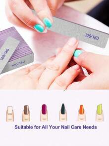 100/180 Precision Grey Sandpaper Boards. Ergonomic Hardness, Can Precisely Shape Artificial Nails And Natural Nail Edges. Double-Sided Non-Slip Sanding Surface. Reusable And Disinfectable, Professional Salon Quality. - Multicolor - View 3