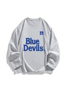 Matching Outfits For Couples, Unisex Long Sleeve T-Shirts With Front And Back Prints, Casual Streetwear And College Style, Suitable For Young And Mature, Spring, Summer, Autumn, Gifts For Boyfriend, Girlfriend, Husband, Wife, Anniversary - Light Grey - View 3